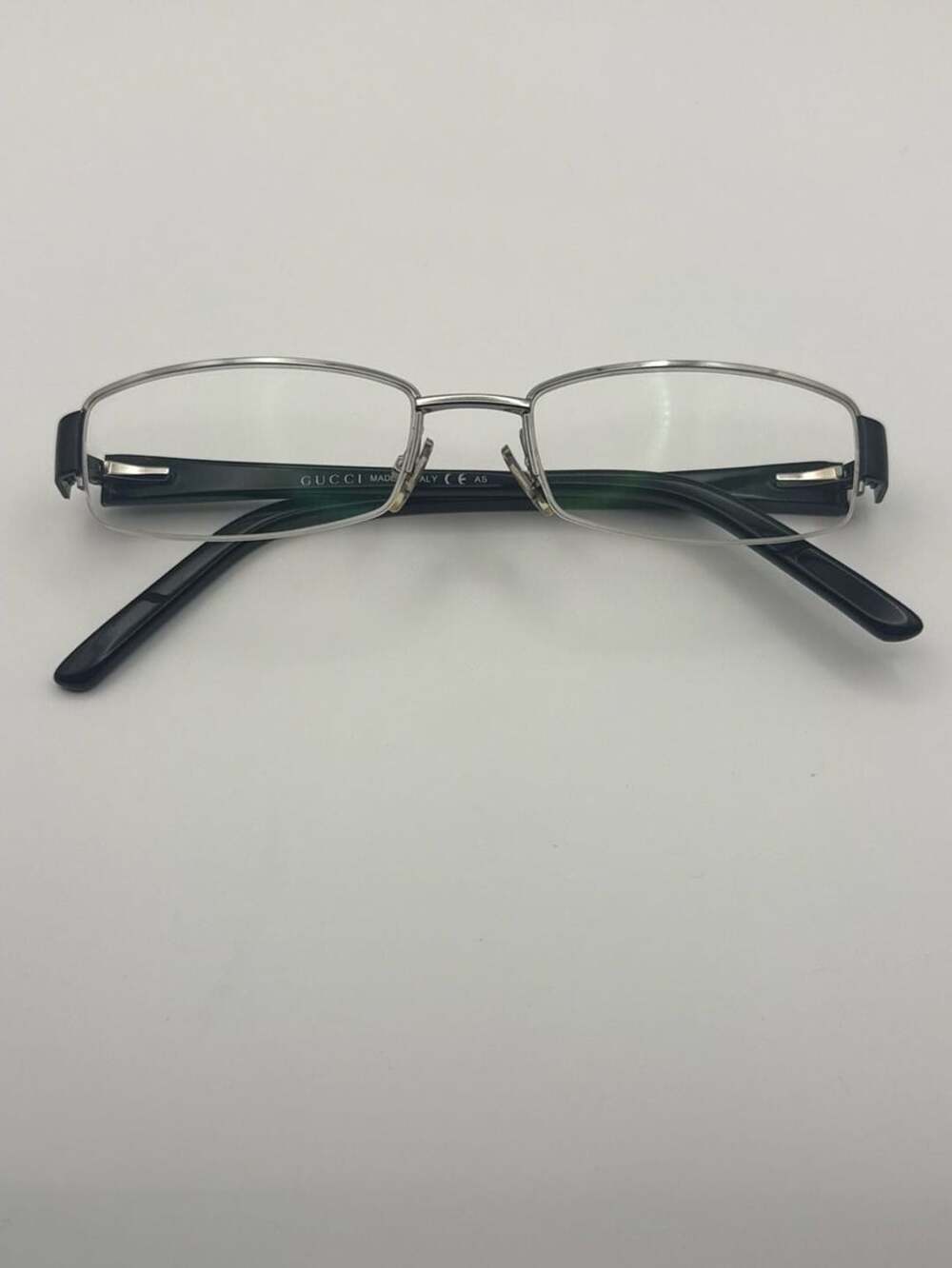 Gucci Eyeglasses Rectangular Silver Black 135